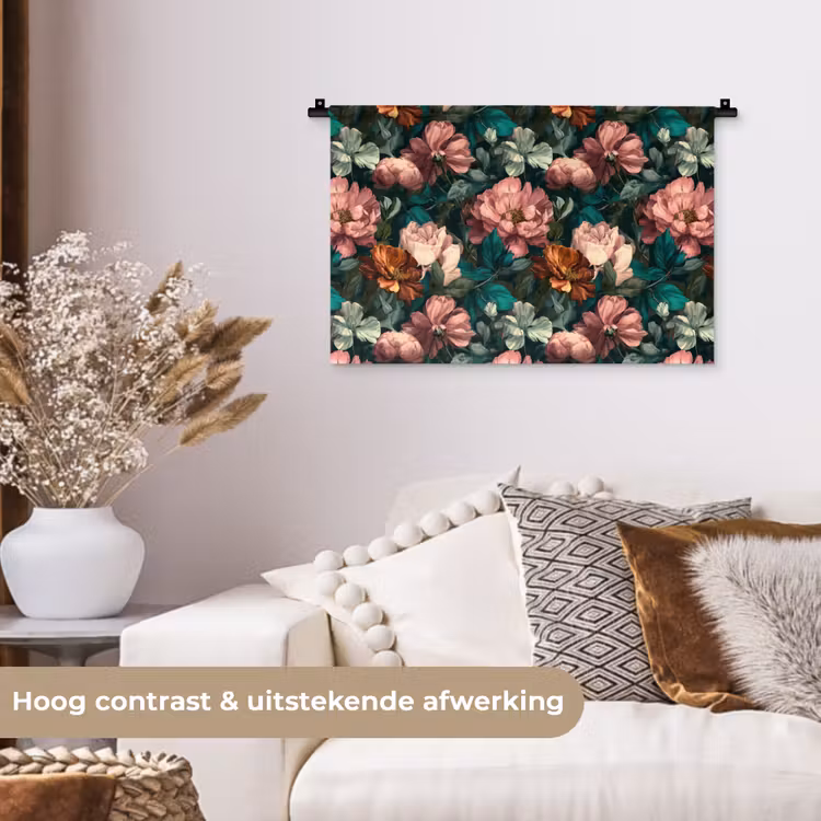 Bloemen - Schilderachtig - Patroon - Roze Wandkleed katoen klein 269 -sfeer1