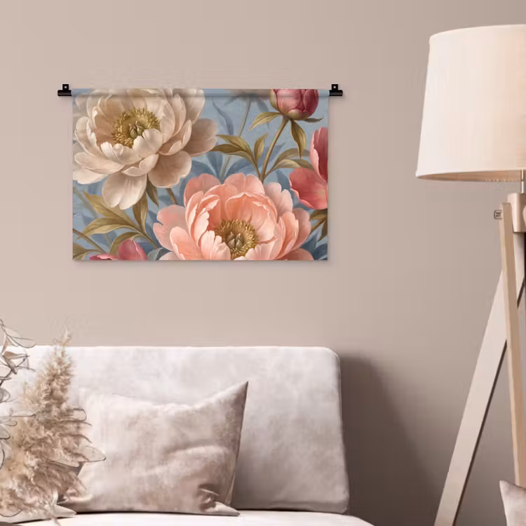 Bloemen - Roze - Beige - Modern - Natuur Wandkleed katoen klein -sfeer4