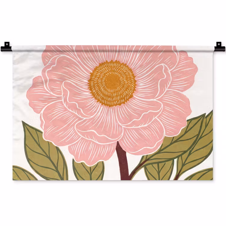 Wall Hanging - Flowers - Pink - Illustration - Bloemen - Roze - Illustratie Wandkleed katoen klein
