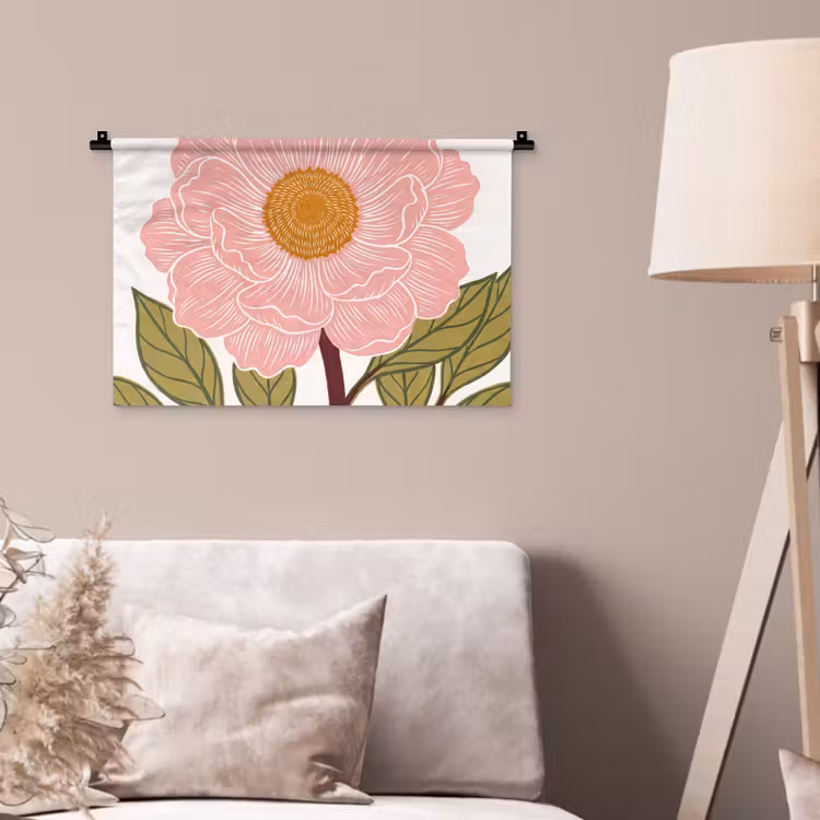 Wall Hanging - Flowers - Pink - Illustration - Bloemen - Roze - Illustratie Wandkleed katoen klein