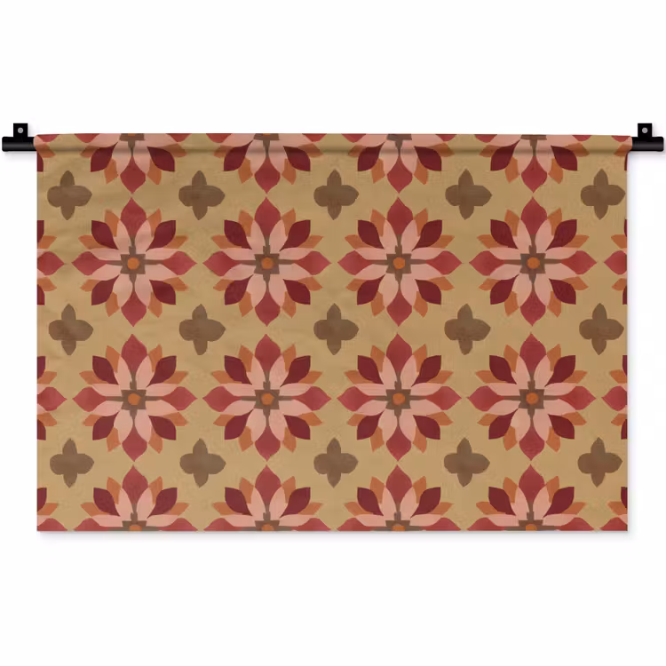 Bloemen - Retro - Groen Wandkleed katoen klein 269 -zz3d