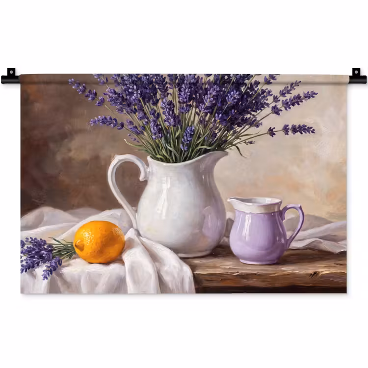 Wall Hanging - Flowers - Still Life - Purple - Bloemen - Stilleven - Paars Wandkleed katoen klein