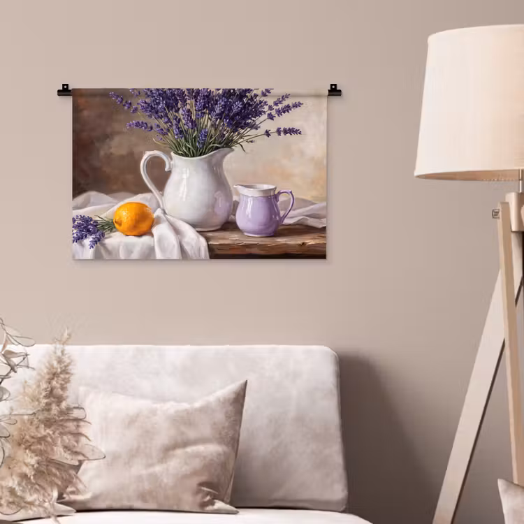 Wall Hanging - Flowers - Still Life - Purple - Bloemen - Stilleven - Paars Wandkleed katoen klein