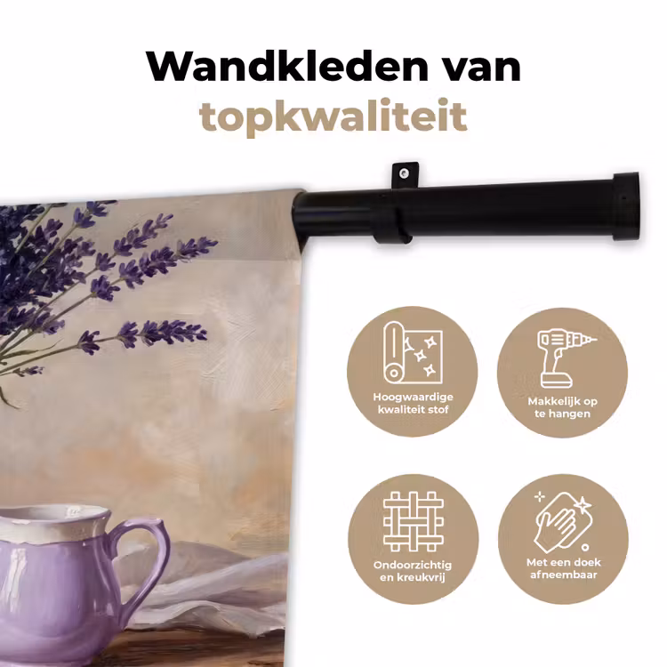 Wall Hanging - Flowers - Still Life - Purple - Bloemen - Stilleven - Paars Wandkleed katoen klein