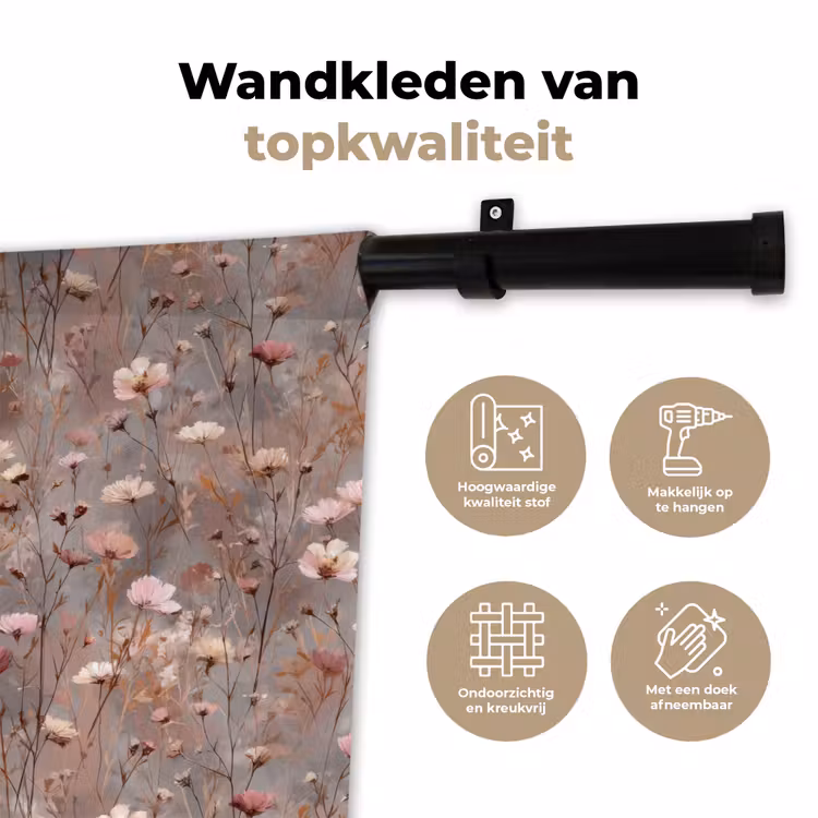 Bloemen - Wild - Pastel Wandkleed katoen klein 269 -sfeer2