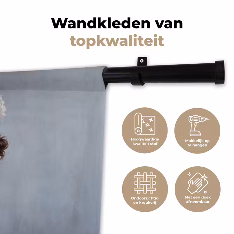 Bloemen - Vrouw - Wit Wandkleed katoen klein -sfeer2