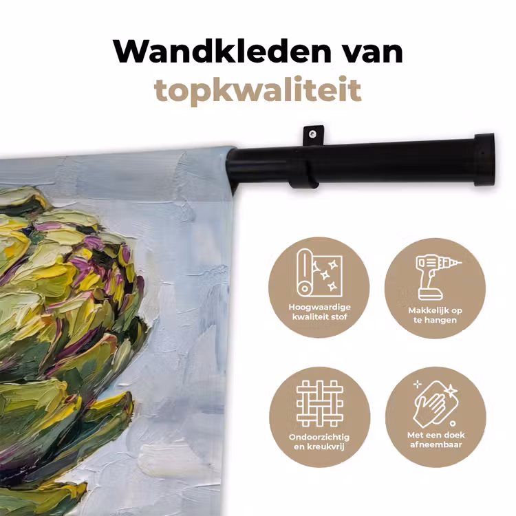 Wall Hanging - Food - Artichoke - Modern - Eten - Artisjok - Modern Wandkleed katoen klein