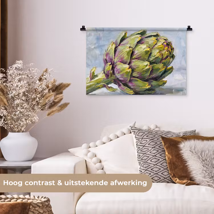 Wall Hanging - Food - Artichoke - Modern - Eten - Artisjok - Modern Wandkleed katoen klein