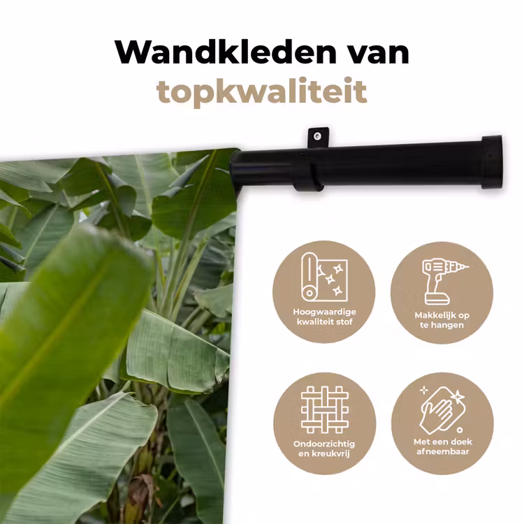 Eten - Bananen - Plantage - Groen Wandkleed katoen klein -sfeer2
