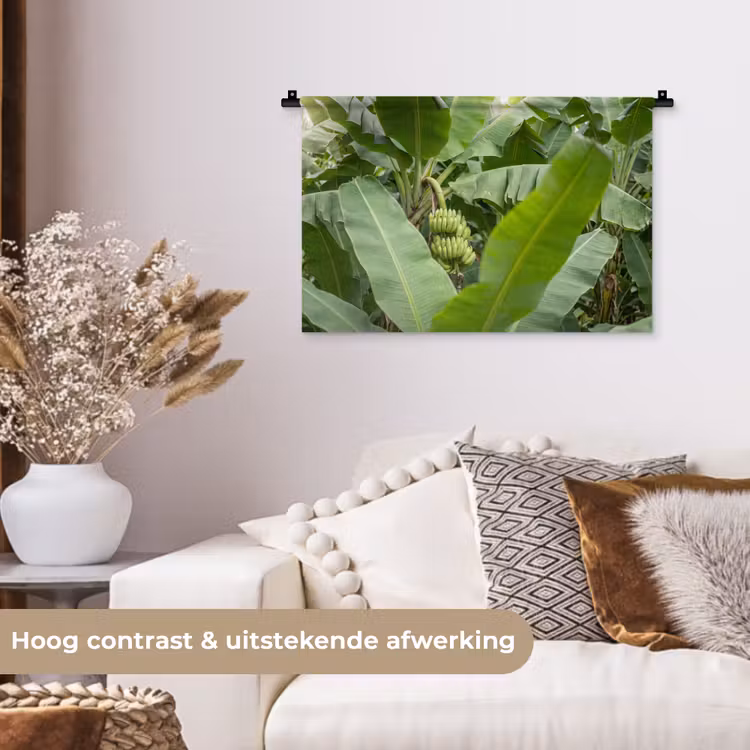 Eten - Bananen - Plantage - Groen Wandkleed katoen klein -sfeer1