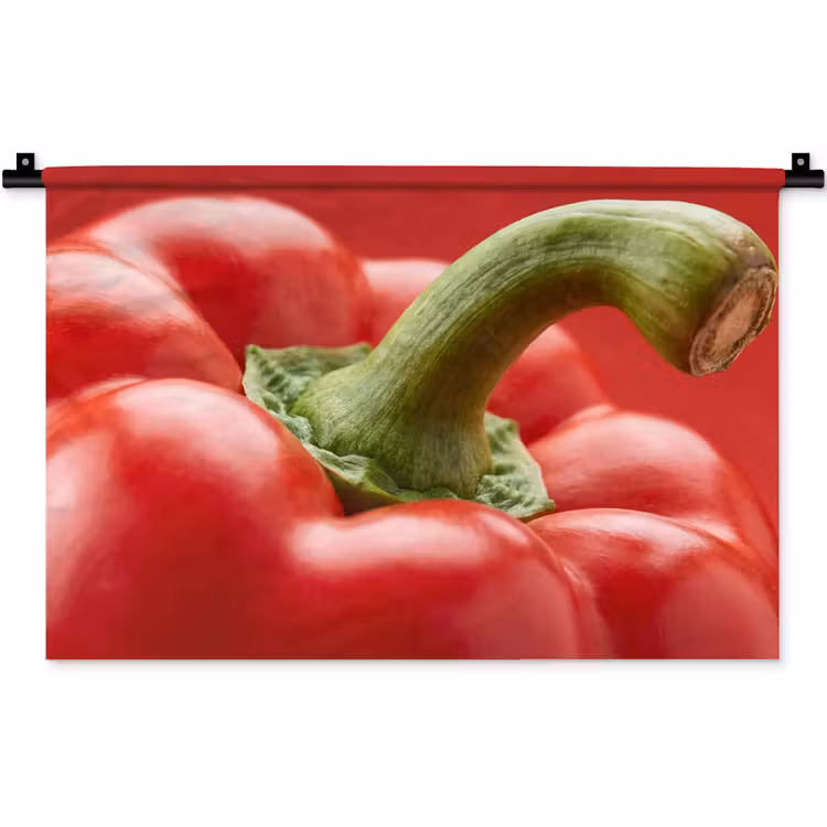 Wall Hanging - Food - Bell Pepper - Red - Eten - Paprika - Rood Wandkleed katoen klein