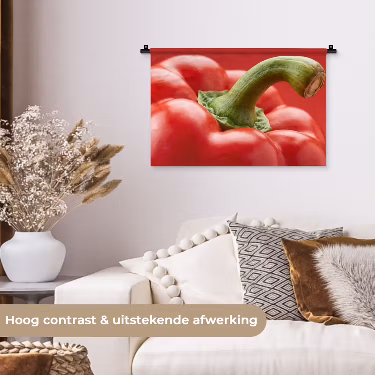 Wall Hanging - Food - Bell Pepper - Red - Eten - Paprika - Rood Wandkleed katoen klein