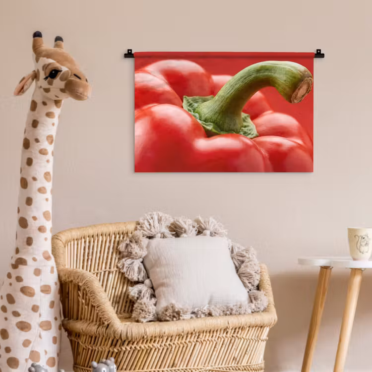 Wall Hanging - Food - Bell Pepper - Red - Eten - Paprika - Rood Wandkleed katoen klein
