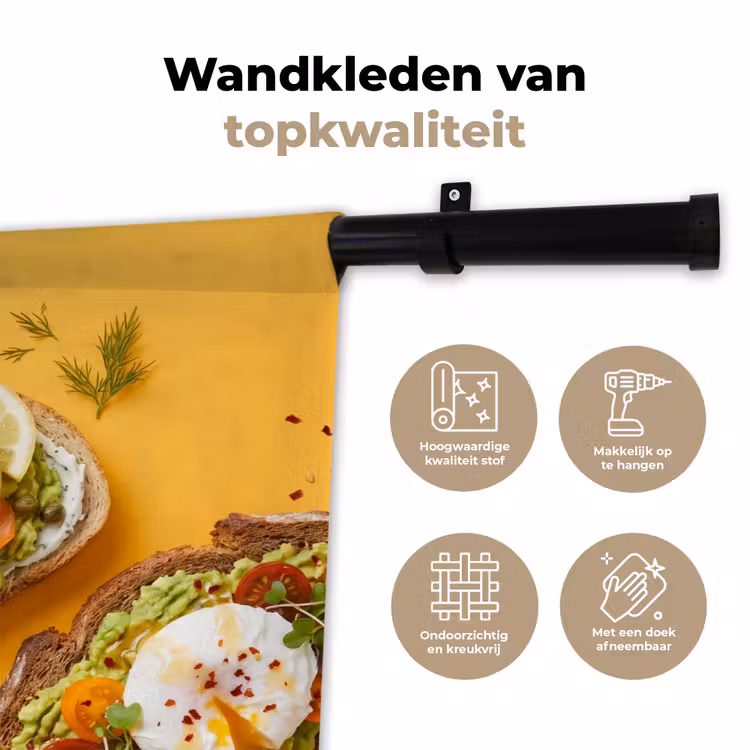 Eten - Brood - Ontbijt - Modern - Kleurrijk Wandkleed katoen klein -sfeer2