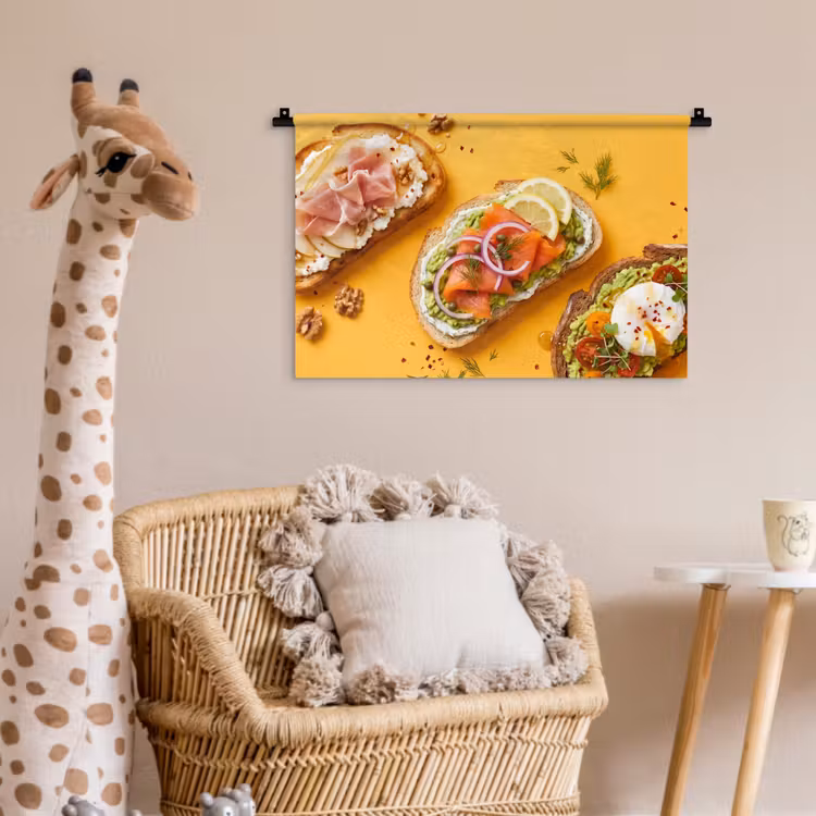 Eten - Brood - Ontbijt - Modern - Kleurrijk Wandkleed katoen klein -wsfeer5_kind