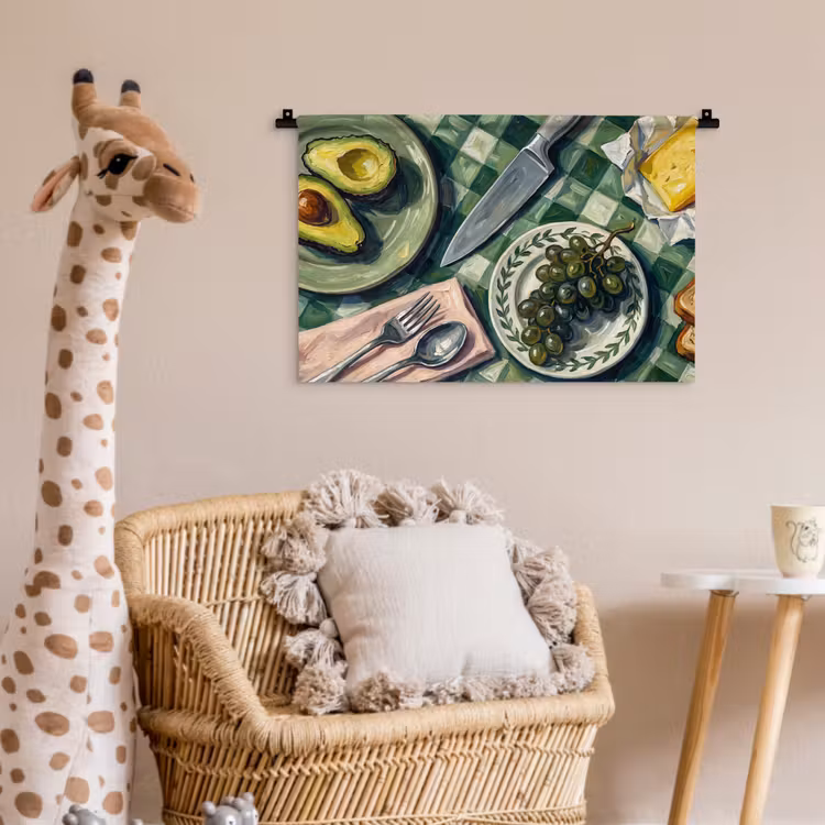 Eten - Ontbijt - Tafel - Modern - Groen Wandkleed katoen klein -wsfeer5_kind