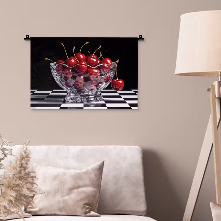 Wall Hanging - Food - Cherries - Red - Eten - Kersen - Rood Wandkleed katoen klein