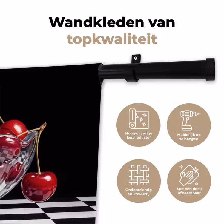 Wall Hanging - Food - Cherries - Red - Eten - Kersen - Rood Wandkleed katoen klein