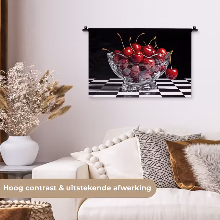 Wall Hanging - Food - Cherries - Red - Eten - Kersen - Rood Wandkleed katoen klein