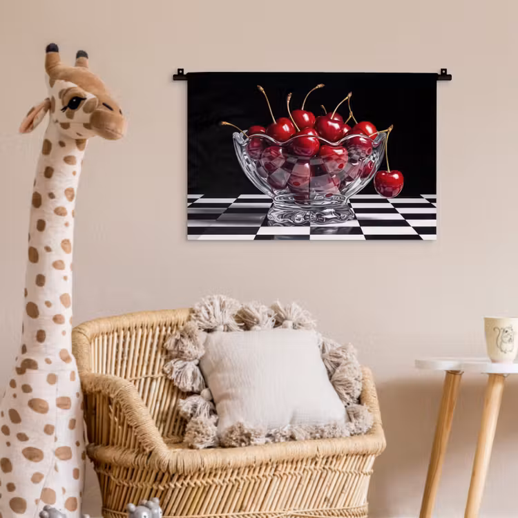 Wall Hanging - Food - Cherries - Red - Eten - Kersen - Rood Wandkleed katoen klein