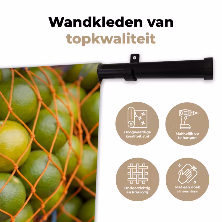 Eten - Net - Groen - Markt Wandkleed katoen klein -sfeer2