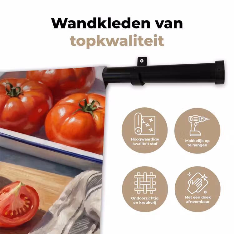 Eten - Keuken - Ingrediënten - Stillleven - Rood Wandkleed katoen klein -sfeer2