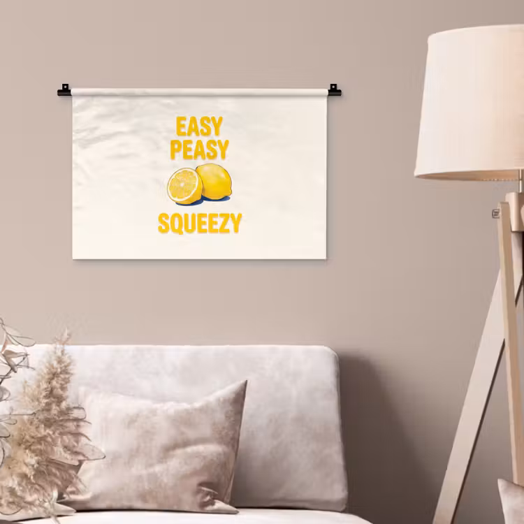 Eten - Citroenen - Keuken - Illustratie - Geel Wandkleed katoen klein -sfeer4