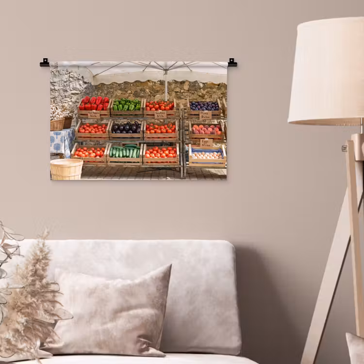 Wall Hanging - Food - Market - Fresh - Eten - Markt - Vers Wandkleed katoen klein