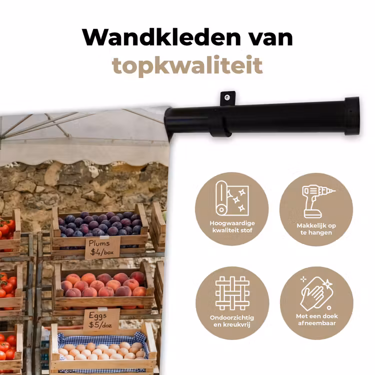 Wall Hanging - Food - Market - Fresh - Eten - Markt - Vers Wandkleed katoen klein