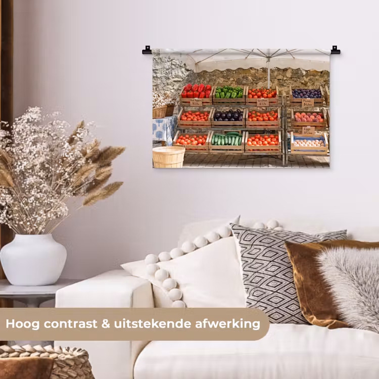 Wall Hanging - Food - Market - Fresh - Eten - Markt - Vers Wandkleed katoen klein