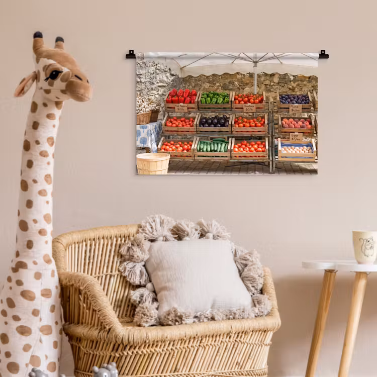 Wall Hanging - Food - Market - Fresh - Eten - Markt - Vers Wandkleed katoen klein