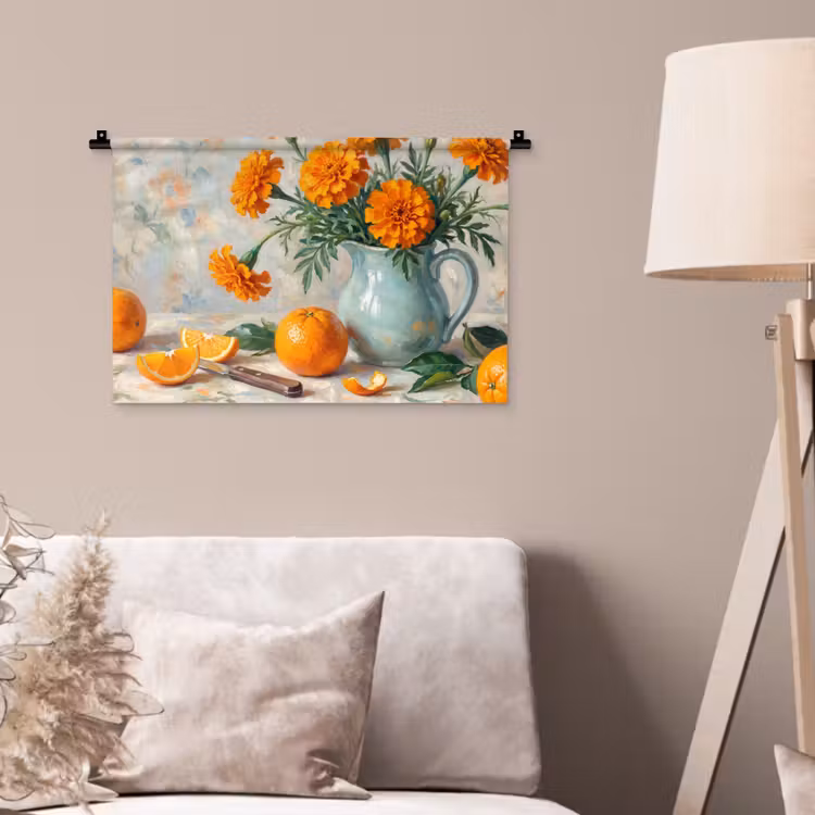 Wall Hanging - Food - Orange - Art - Eten - Oranje - Kunst Wandkleed katoen klein