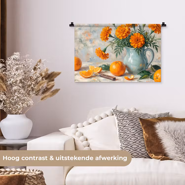 Wall Hanging - Food - Orange - Art - Eten - Oranje - Kunst Wandkleed katoen klein