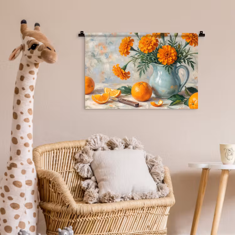 Wall Hanging - Food - Orange - Art - Eten - Oranje - Kunst Wandkleed katoen klein