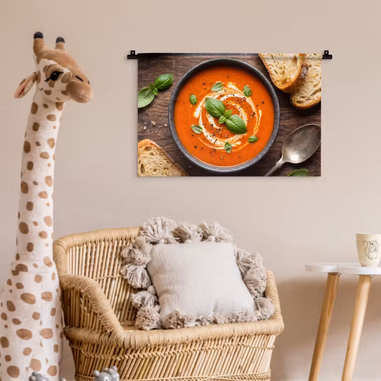 Eten - Soep - Basilicum - Rustiek - Rood Wandkleed katoen klein -wsfeer5_kind