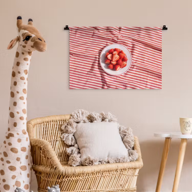 Eten - Aardbeien - Fruit - Zomer - Rood Wandkleed katoen klein -wsfeer5_kind