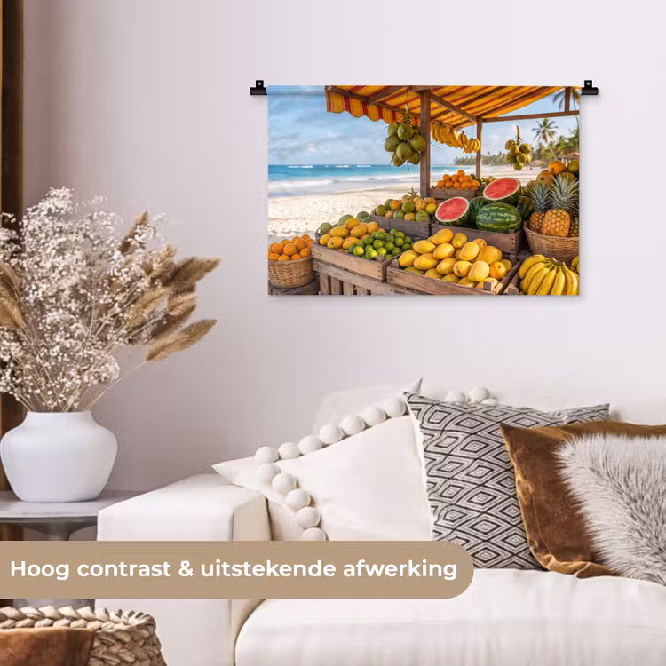 Wall Hanging - Fruit - Beach - Tropical - Fruit - Strand - Tropisch Wandkleed katoen klein