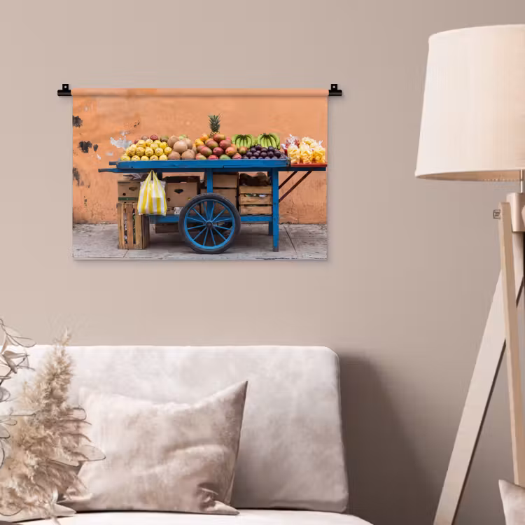 Wall Hanging - Fruit - Cart - Street - Fruit - Kar - Straat Wandkleed katoen klein