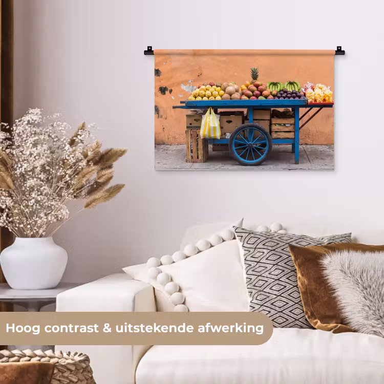 Wall Hanging - Fruit - Cart - Street - Fruit - Kar - Straat Wandkleed katoen klein