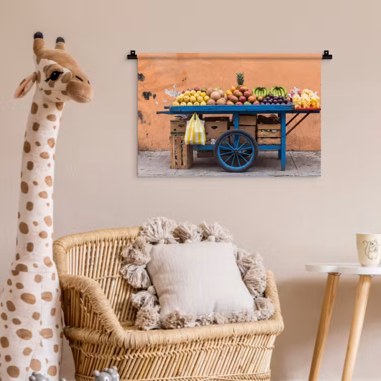 Wall Hanging - Fruit - Cart - Street - Fruit - Kar - Straat Wandkleed katoen klein