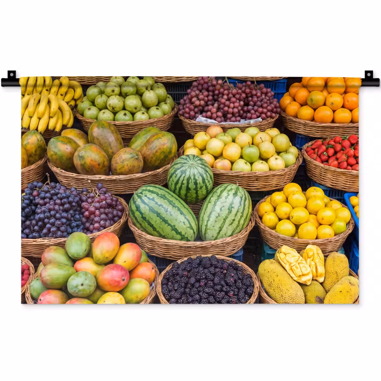 Wall Hanging - Fruit - Market - Colorful - Fruit - Markt - Kleurrijk Wandkleed katoen klein
