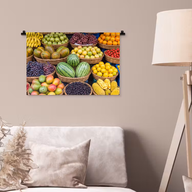 Wall Hanging - Fruit - Market - Colorful - Fruit - Markt - Kleurrijk Wandkleed katoen klein