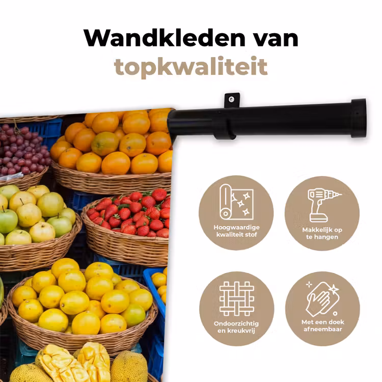 Wall Hanging - Fruit - Market - Colorful - Fruit - Markt - Kleurrijk Wandkleed katoen klein