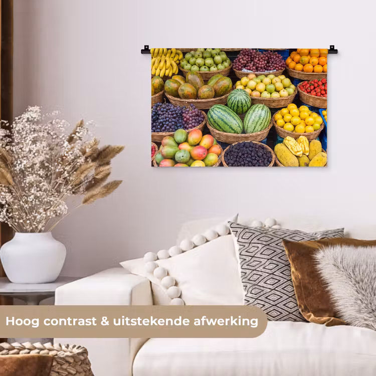 Wall Hanging - Fruit - Market - Colorful - Fruit - Markt - Kleurrijk Wandkleed katoen klein