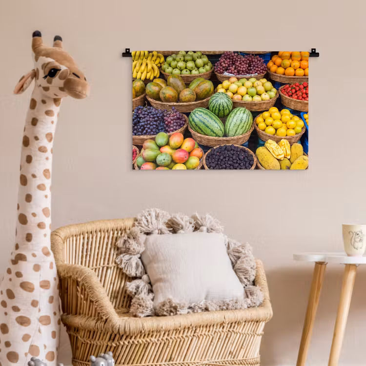 Wall Hanging - Fruit - Market - Colorful - Fruit - Markt - Kleurrijk Wandkleed katoen klein