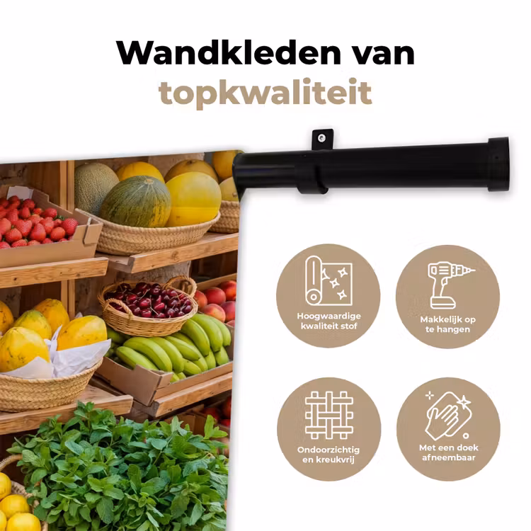 Wall Hanging - Fruit - Market - Fresh - Fruit - Markt - Vers Wandkleed katoen klein