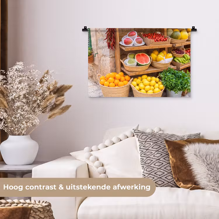 Wall Hanging - Fruit - Market - Fresh - Fruit - Markt - Vers Wandkleed katoen klein