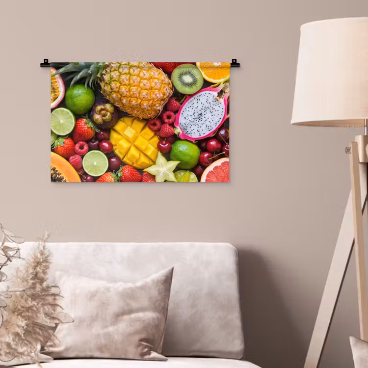 Fruit - Assortiment - Vers - Gezond - Kleurrijk Wandkleed katoen klein -sfeer4