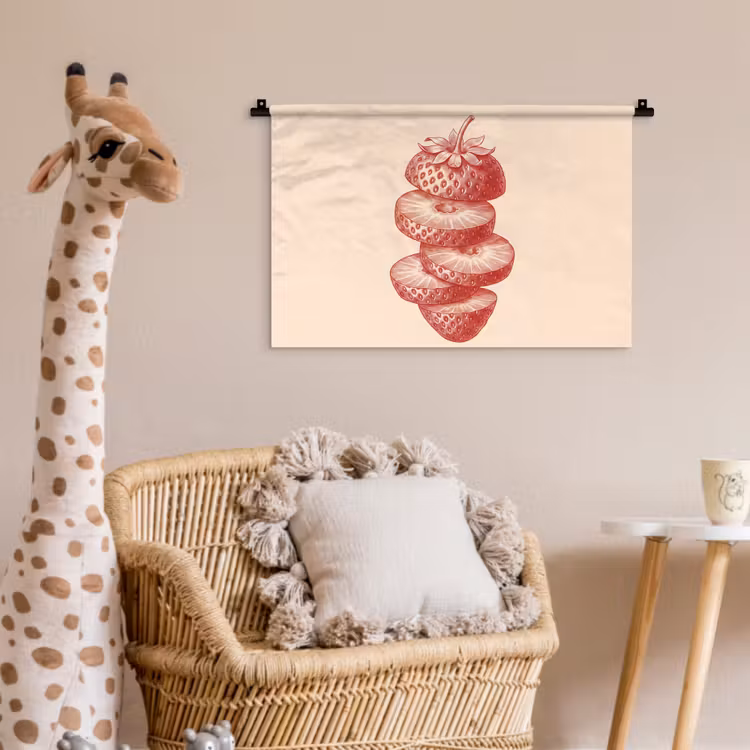 Fruit - Gesneden - Illustratie - Rood - Vintage Wandkleed katoen klein -wsfeer5_kind