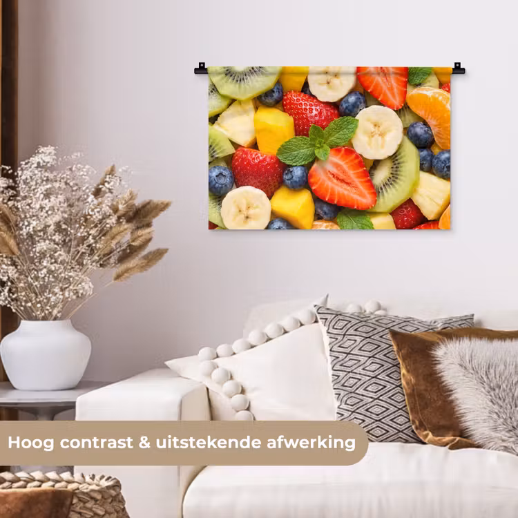 Fruit - Plakjes - Eten - Kleurrijk Wandkleed katoen klein -sfeer1